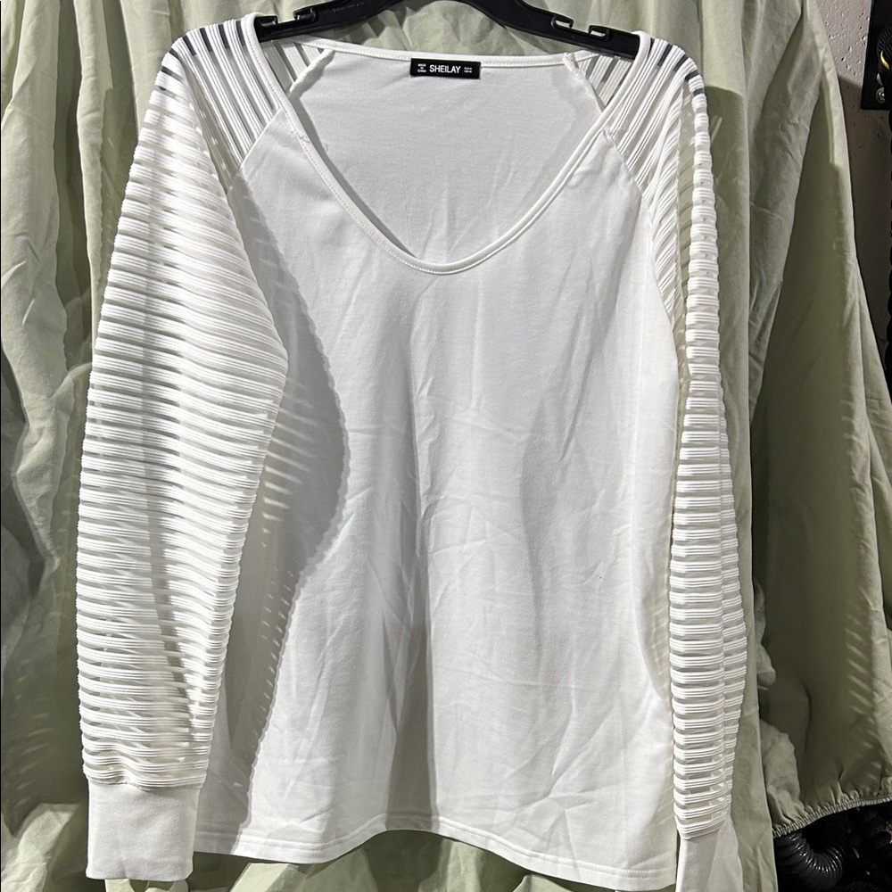 Z Self Elegant White Long Sleeve Top